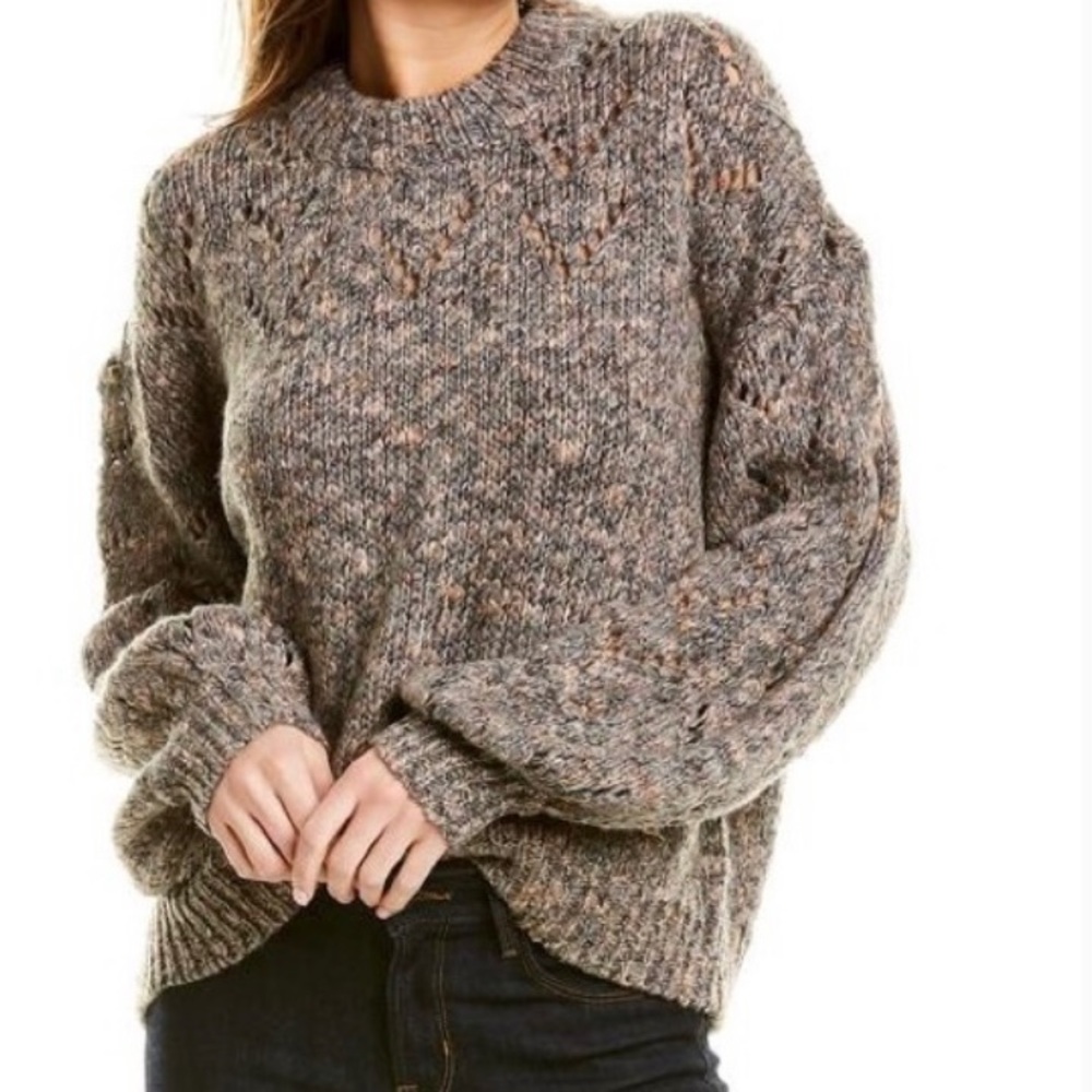 Madewell Pointtelle Bubble Sleeve Pullover Wool Blend Knit Sweater